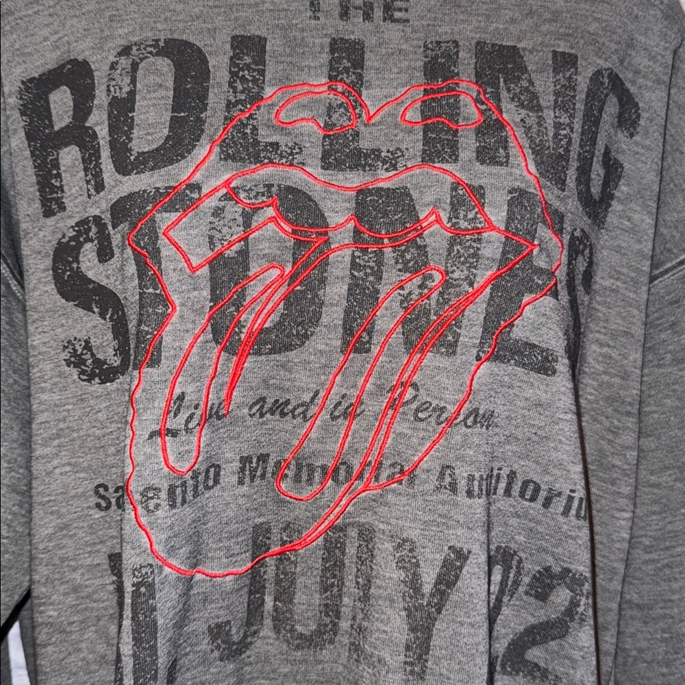 The Rolling Stones Charcoal Sweatshirt with Red Logo size Medium NWT - Picture 2 of 8